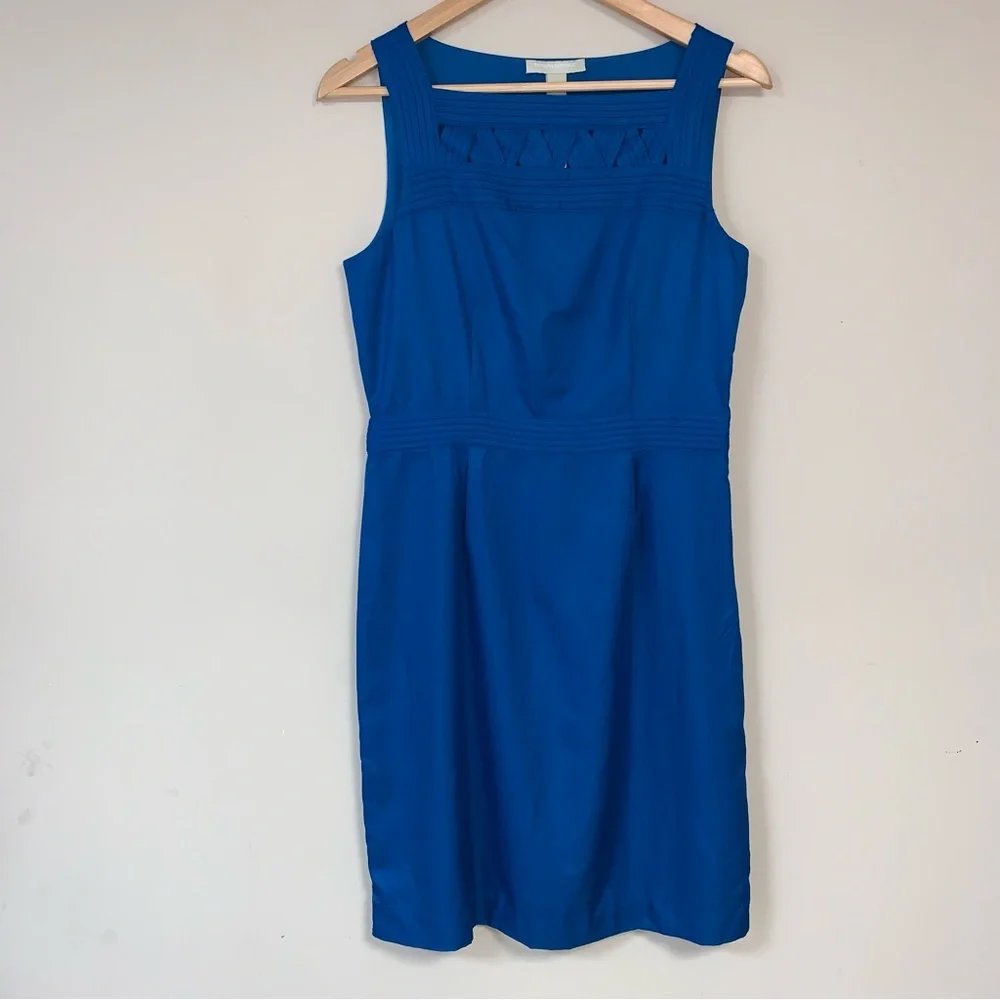 NEW Banana Republic Dress Women’s 6 Blue Sleeveless Sheath Crisscross Neckline